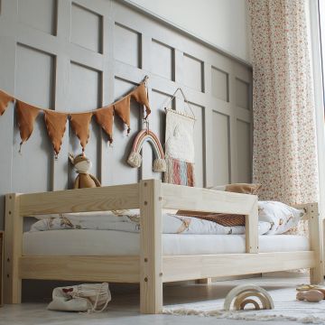 Per Wooden Toddler Bed With Safety Barrier